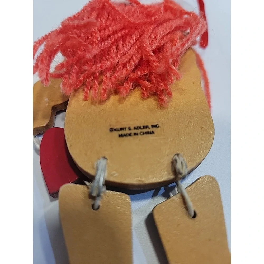 Vtg Pair Of Kurt Adler Raggedy Ann & Andy Wooden Jointed Christmas Ornaments
